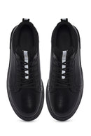 Erkek Siyah Bağcıklı Deri Sneaker | Derimod