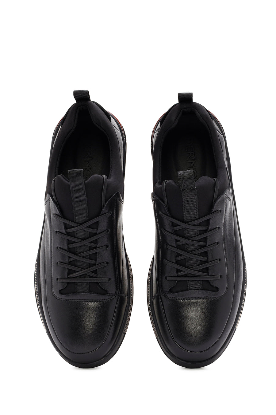 Erkek Siyah Bağcıklı Deri Sneaker
