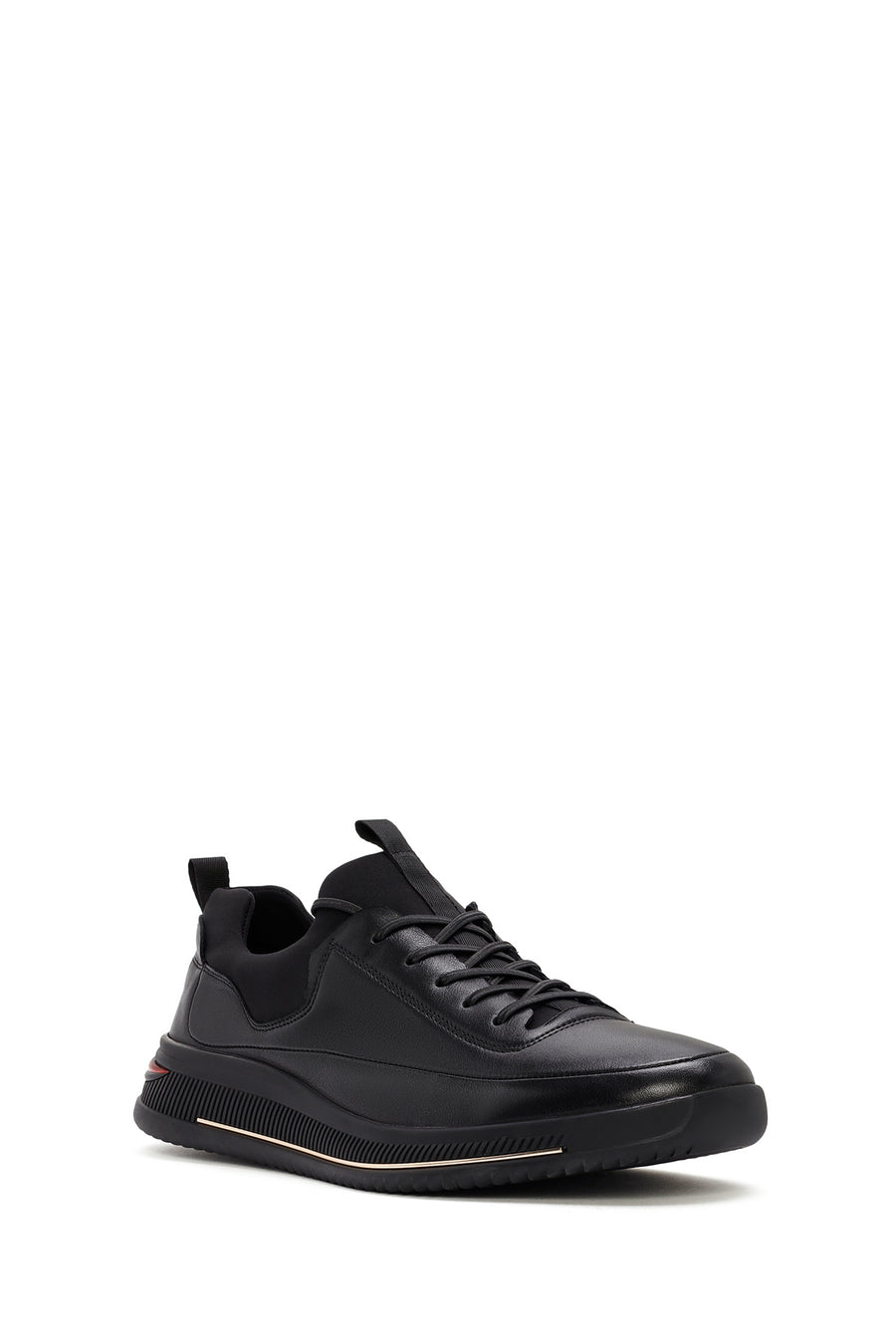 Erkek Siyah Bağcıklı Deri Sneaker