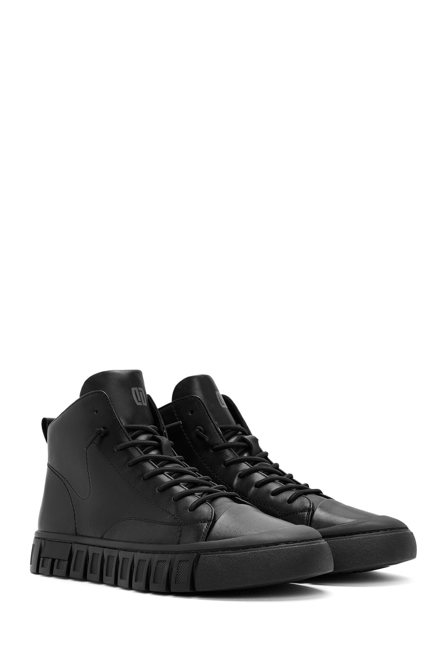Men's Black Zippered Leather Sports Boots