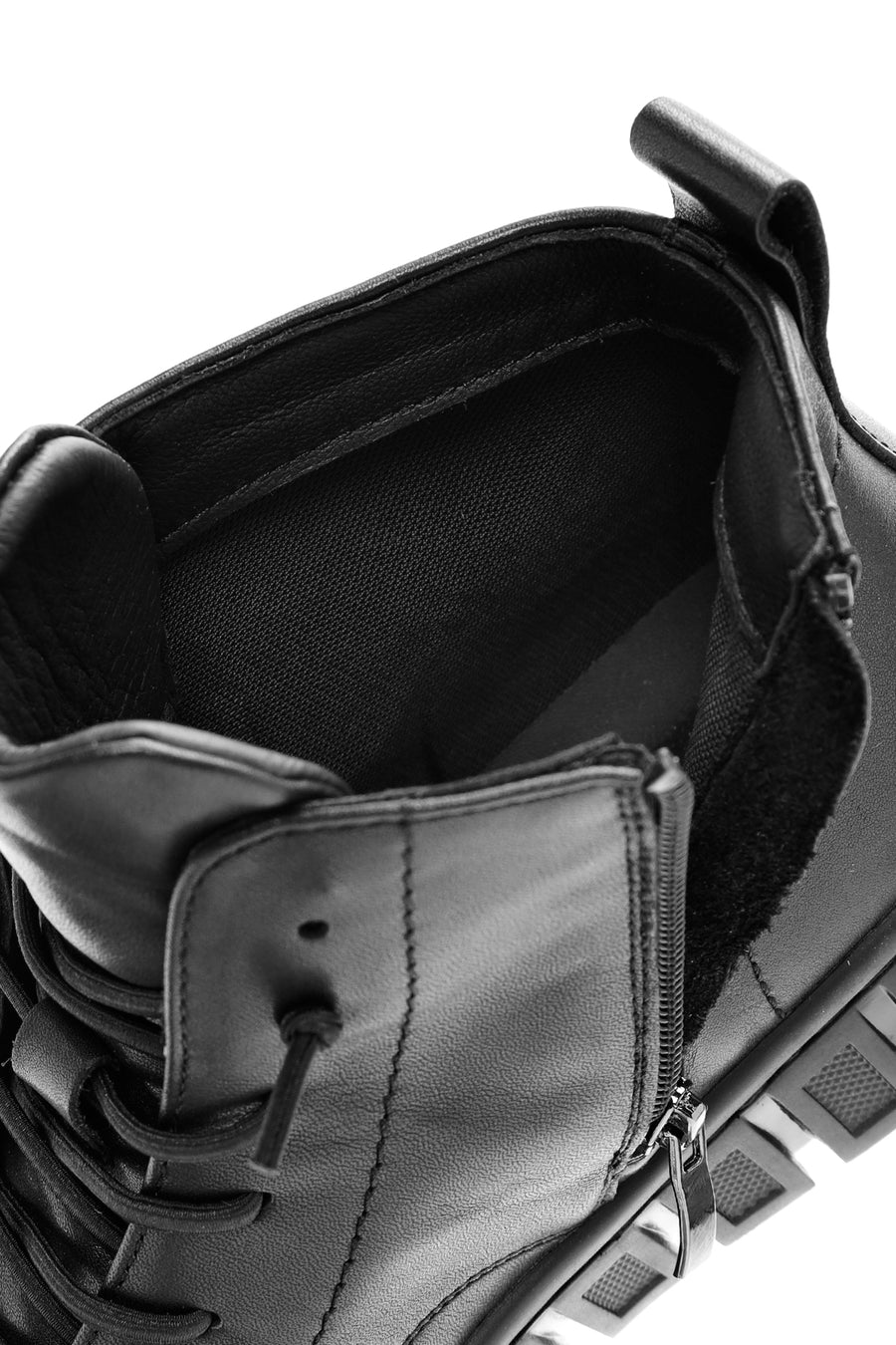 Men's Black Zippered Leather Sports Boots