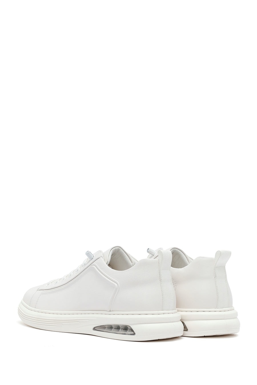 Erkek Beyaz Bağcıklı Deri Sneaker