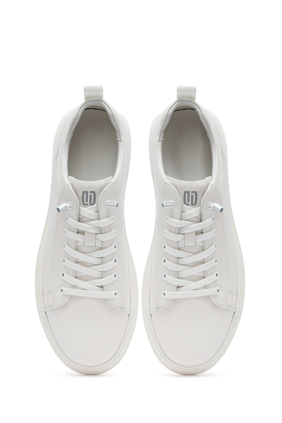 Erkek Beyaz Bağcıklı Deri Sneaker