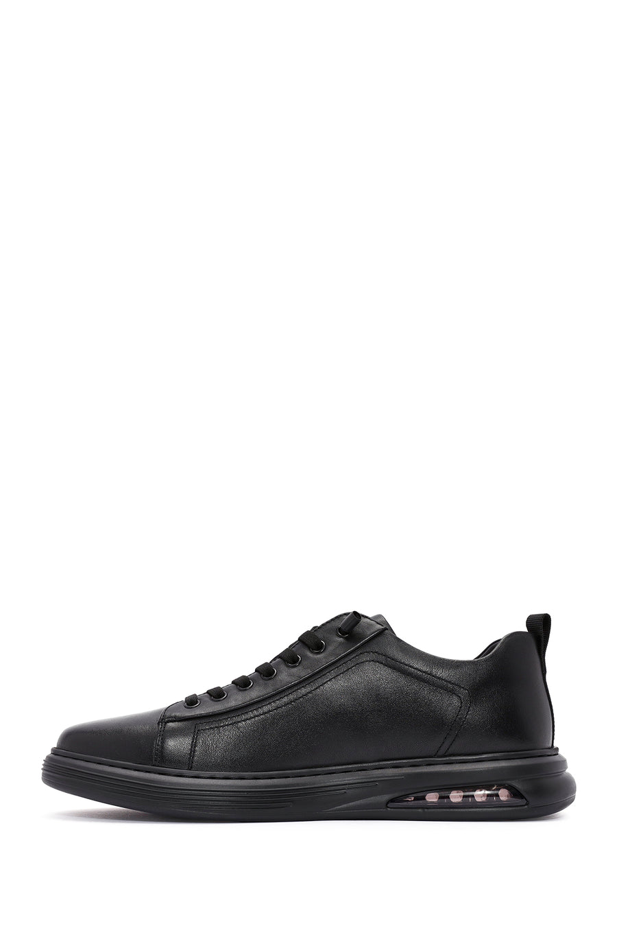 Men's Black Lace Up Leather Sneakers