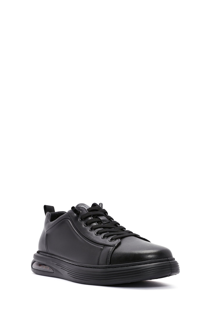 Men's Black Lace Up Leather Sneakers