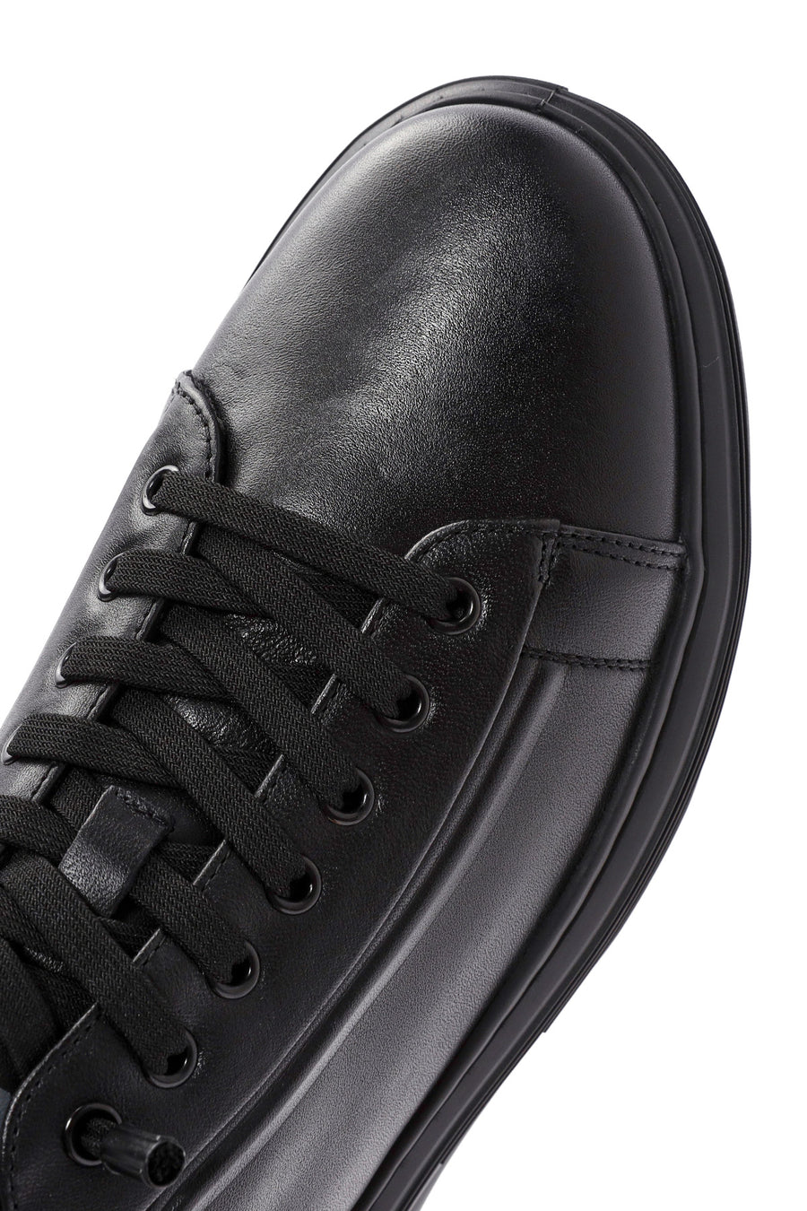 Men's Black Lace Up Leather Sneakers
