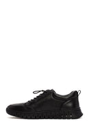 Men's Black Lace-Up Leather Casual Sneakers | Derimod