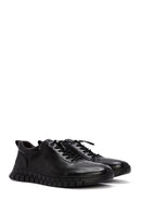 Men's Black Lace-Up Leather Casual Sneakers | Derimod