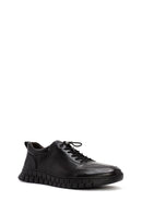 Men's Black Lace-Up Leather Casual Sneakers | Derimod