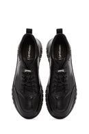 Men's Black Lace-Up Leather Casual Sneakers | Derimod