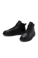 Men's Black Zippered Leather Sports Boots | Derimod