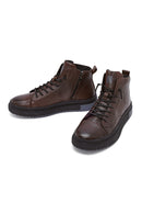 Men's Brown Zippered Leather Sports Boots | Derimod
