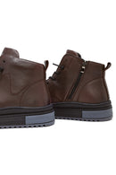 Men's Brown Zippered Leather Sports Boots | Derimod