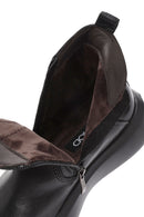 Men's Black Zippered Thick Sole Leather Boat | Derimod