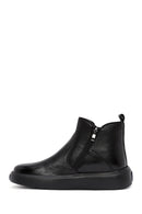 Men's Black Zippered Thick Sole Leather Boat | Derimod