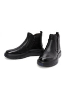 Men's Black Zippered Thick Sole Leather Boat | Derimod