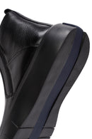 Men's Black Zippered Thick Sole Leather Boat | Derimod