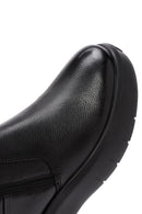 Men's Black Zippered Thick Sole Leather Boat | Derimod