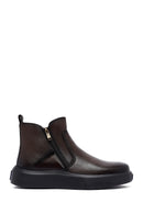 Men's Brown Zippered Thick Sole Leather Boat | Derimod