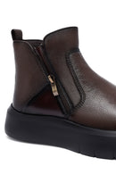 Men's Brown Zippered Thick Sole Leather Boat | Derimod