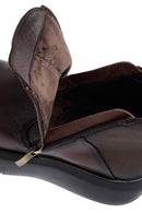 Men's Brown Zippered Thick Sole Leather Boat | Derimod