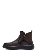 Men's Brown Zippered Thick Sole Leather Boat | Derimod