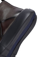 Men's Brown Zippered Thick Sole Leather Boat | Derimod