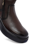 Men's Brown Zippered Thick Sole Leather Boat | Derimod