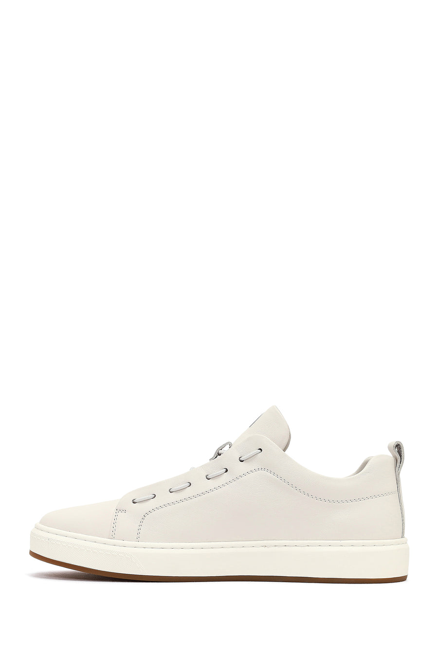 Men's White Lace-Up Leather Sneaker