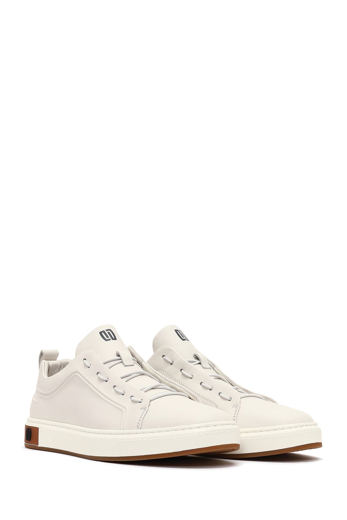 Erkek Beyaz Bağcıklı Deri Sneaker