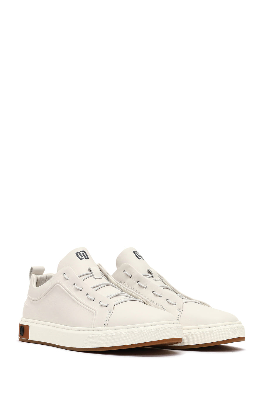 Men's White Lace-Up Leather Sneaker