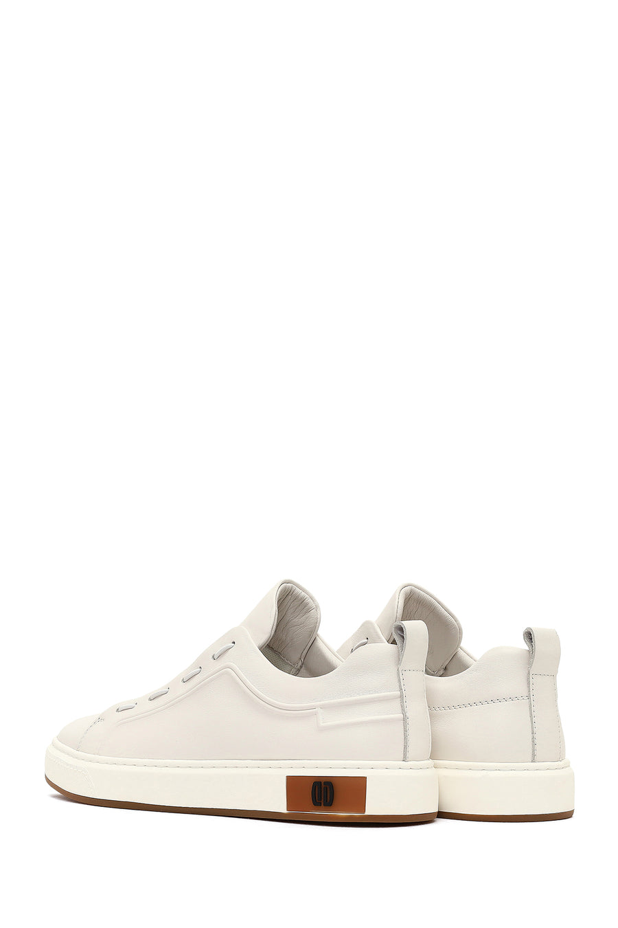 Men's White Lace-Up Leather Sneaker
