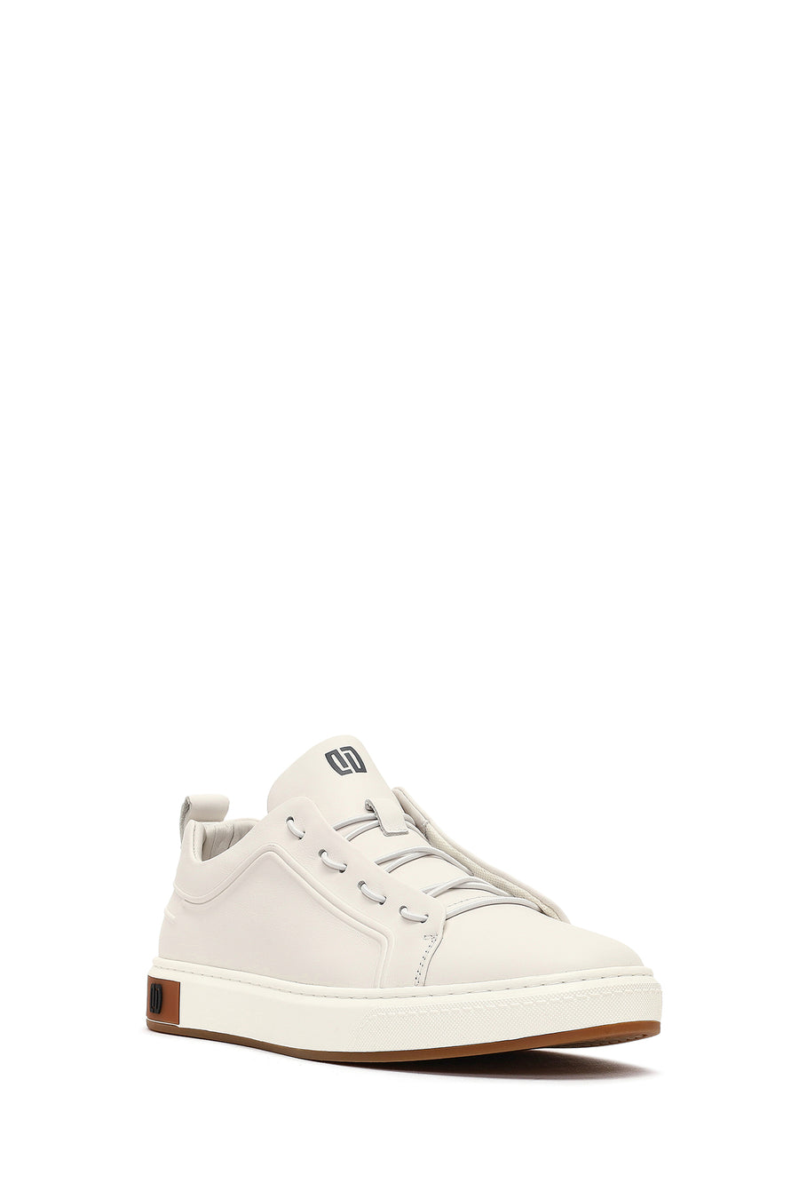 Men's White Lace-Up Leather Sneaker