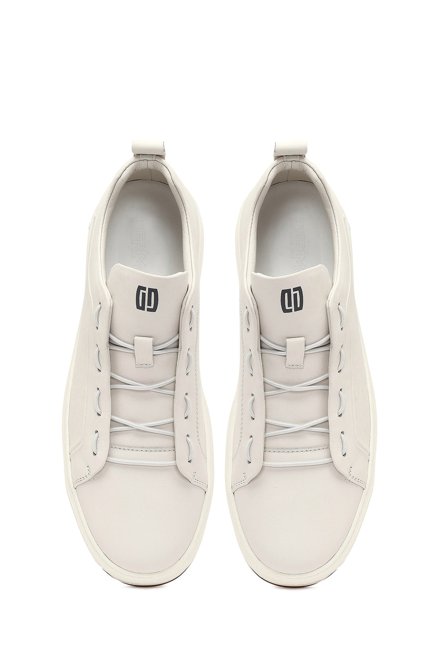 Men's White Lace-Up Leather Sneaker