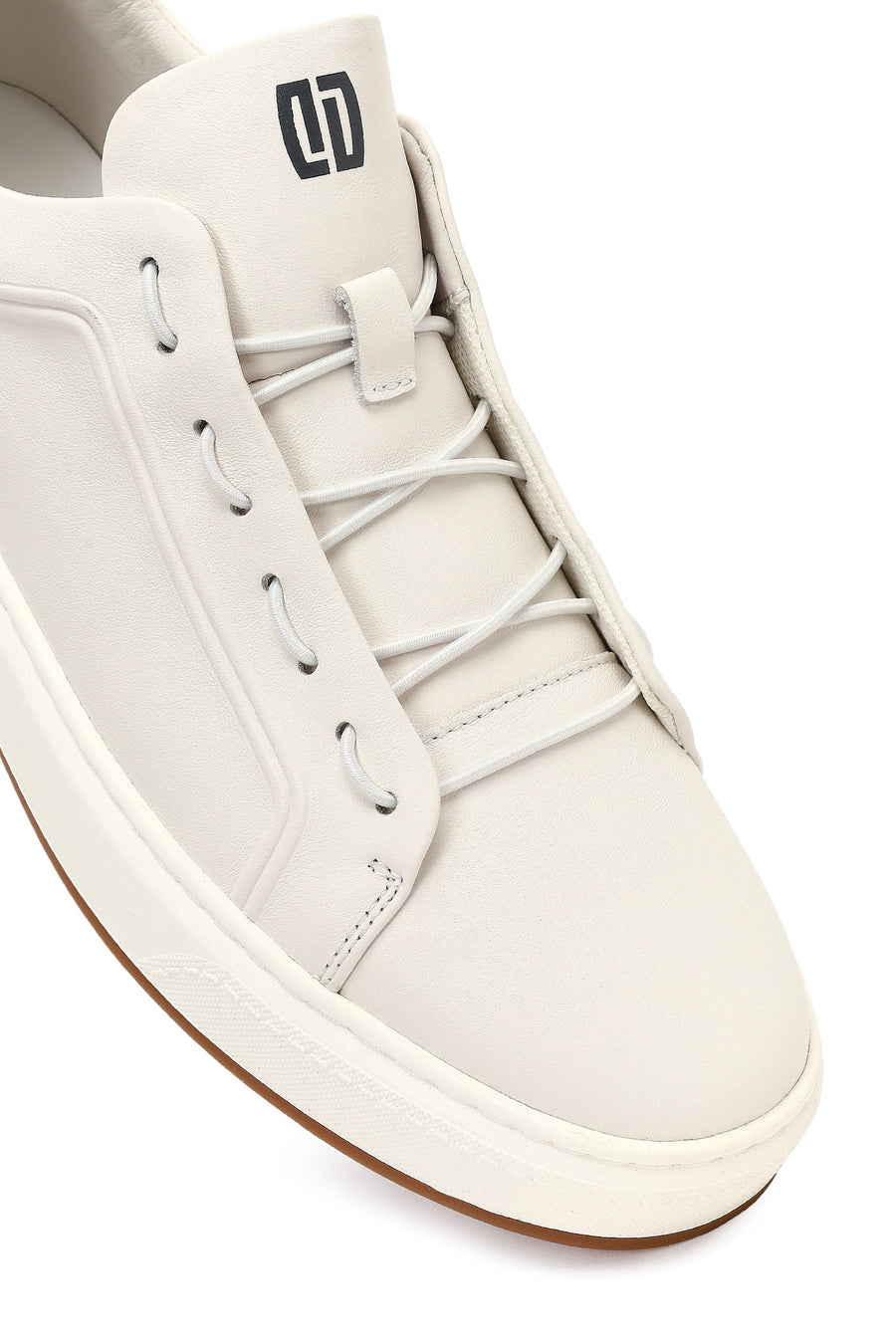Men's White Lace-Up Leather Sneaker