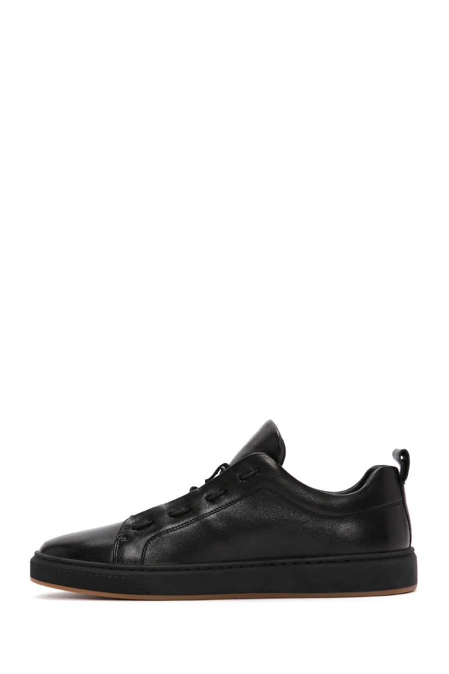 Men's Black Lace Up Leather Sneakers