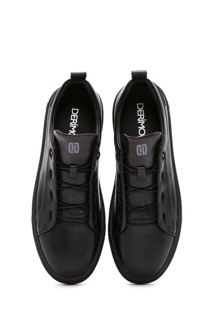 Men's Black Lace Up Leather Sneakers