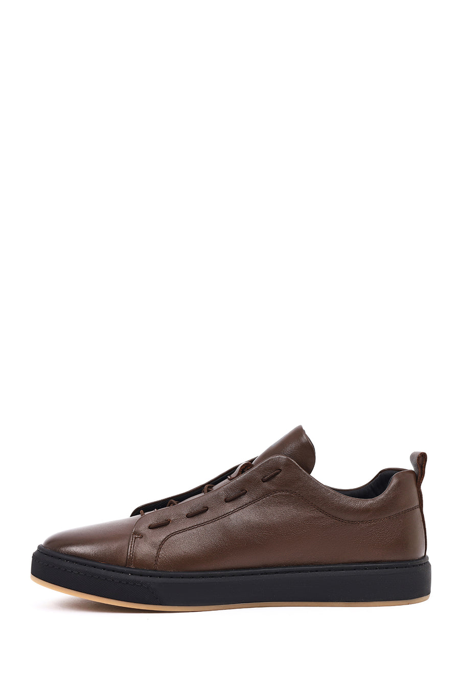 Men's Brown Lace-Up Leather Sneaker