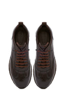 Erkek Kahverengi Bağcıklı Deri Casual Sneaker | Derimod
