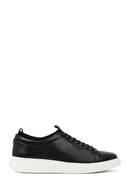 Men's Black Lace-Up Thick-Soled Leather Sneaker | Derimod