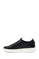 Men's Black Lace-Up Thick-Soled Leather Sneaker | Derimod