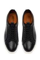 Men's Black Lace-Up Thick-Soled Leather Sneaker | Derimod