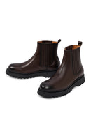 Men's Brown Thick-Soled Leather Chelsea Boot | Derimod