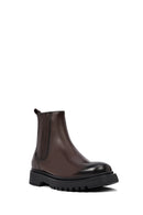 Men's Brown Thick-Soled Leather Chelsea Boot | Derimod