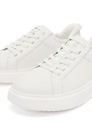 Erkek Beyaz Bağcıklı Kalın Tabanlı Deri Sneaker | Derimod