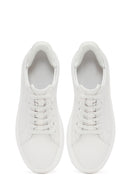 Erkek Beyaz Bağcıklı Kalın Tabanlı Deri Sneaker | Derimod