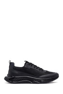 Men's Black Lace-Up Thick-Soled Fabric Sneaker | Derimod