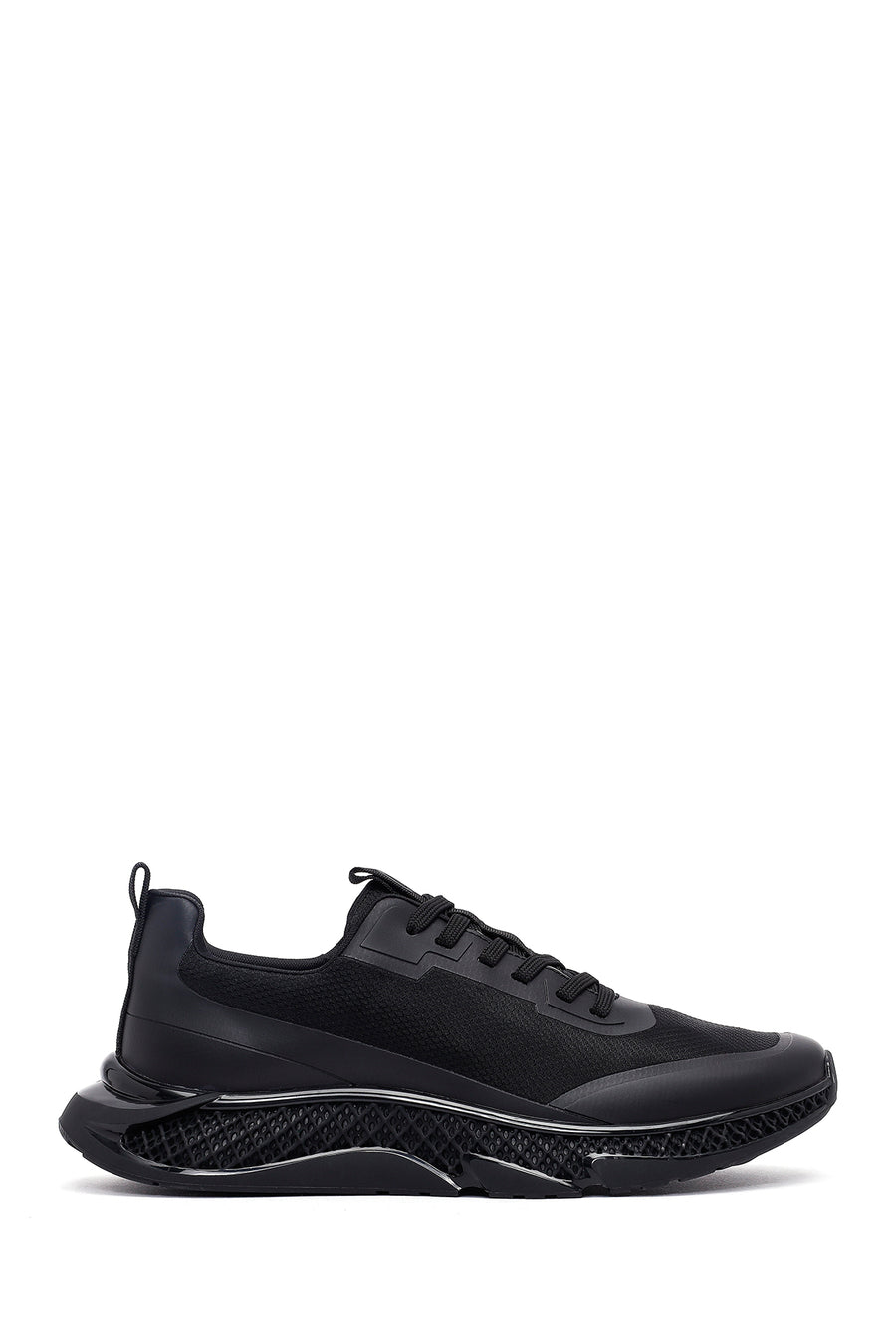 Erkek Siyah Bağcıklı Kalın Tabanlı Kumaş Sneaker 25WFD69446F | Derimod