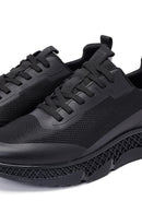 Men's Black Lace-Up Thick-Soled Fabric Sneaker | Derimod