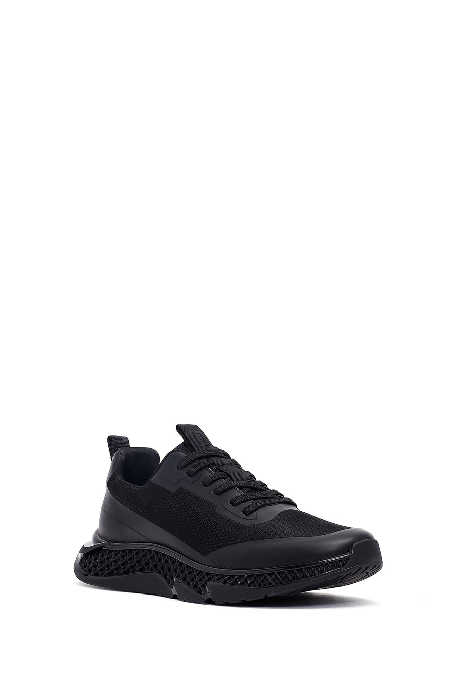 Erkek Siyah Bağcıklı Kalın Tabanlı Kumaş Sneaker